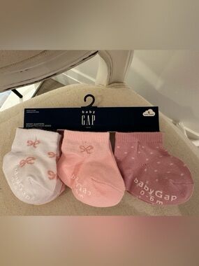 🤍 6~12 Mth GAP Pink and White Bow Baby Girl Socks Set 6 pairs NWT